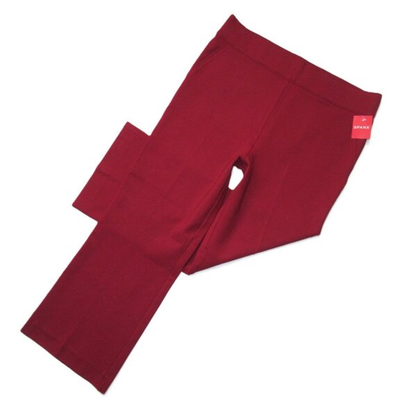 NWT SPANX 20386R The Perfect Kick Flare in Deep Red Knit Ponte Crop Pants 1X - Picture 1 of 6